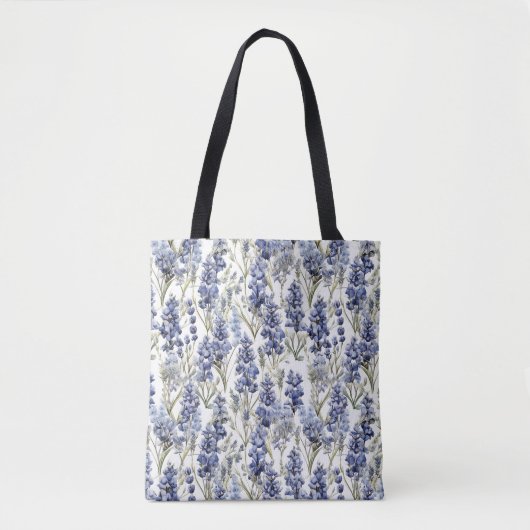Blauwbonnaars Bloemen Blauwe Waterverf Wilde bloem Tote Bag (Voorkant)