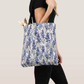 Blauwbonnaars Bloemen Blauwe Waterverf Wilde bloem Tote Bag (Dichtbij)