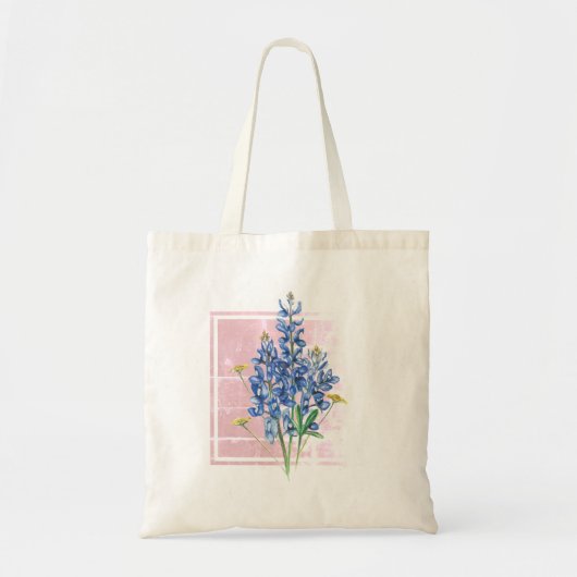 Blauwbonnaars op roze vierkant tote bag (Voorkant)