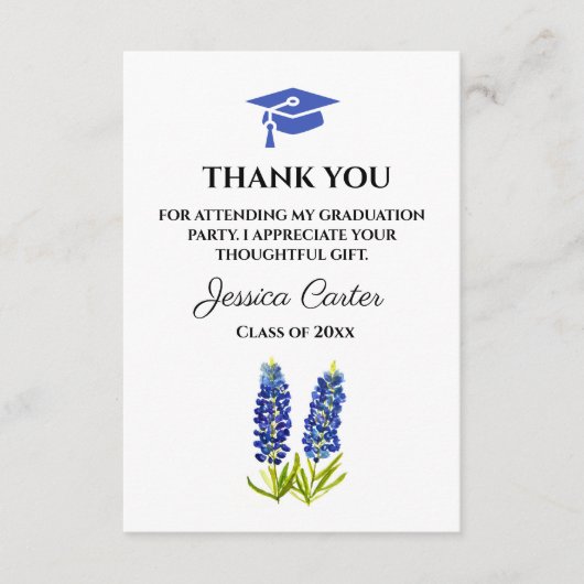 Blauwbonnen Floral Afstuderen Dank u wel Informatiekaartje (Voorkant)