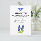 Blauwbonnen Floral Afstuderen Dank u wel Informatiekaartje (Staand voorkant)