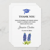 Blauwbonnen Floral Afstuderen Dank u wel Kaart (Voorkant / Achterkant)