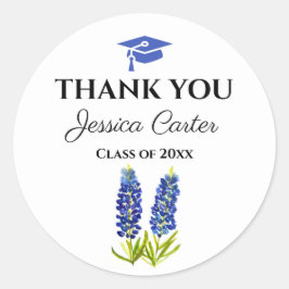 Blauwbonnen Floral Afstuderen Dank u wel Ronde Sticker