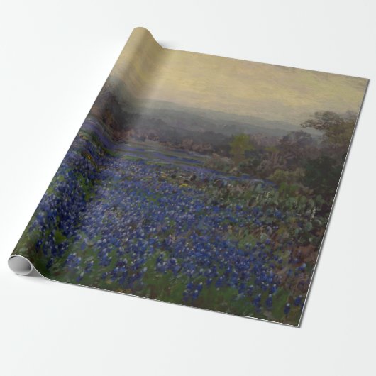 Blauwbonnetbloemen (landschap) cadeaupapier (Uitgerold)