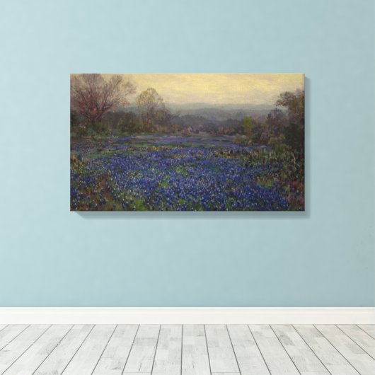 Blauwbonnetbloemen (landschap) canvas afdruk (Insitu (Houten vloer))