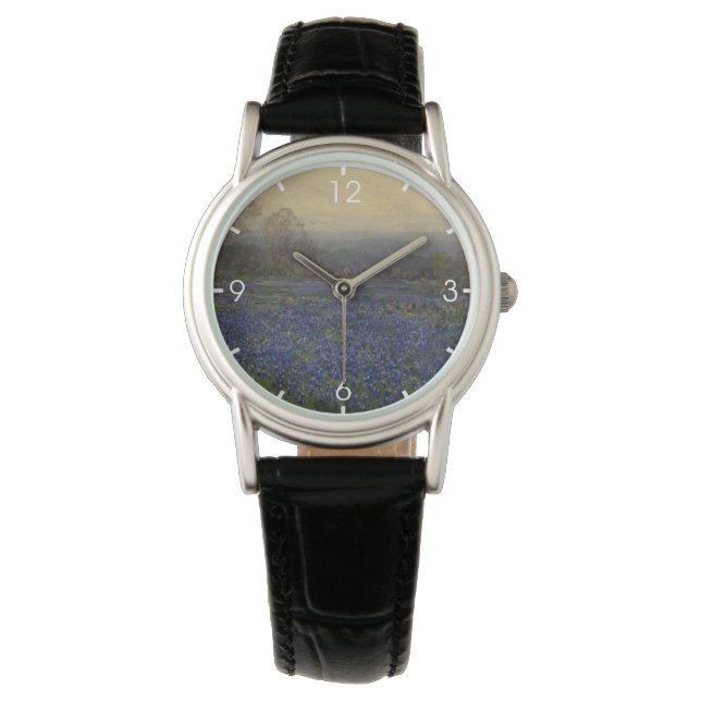Blauwbonnetbloemen (landschap) horloge (Voorkant)