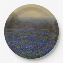 Blauwbonnetbloemen (landschap) papieren bordje