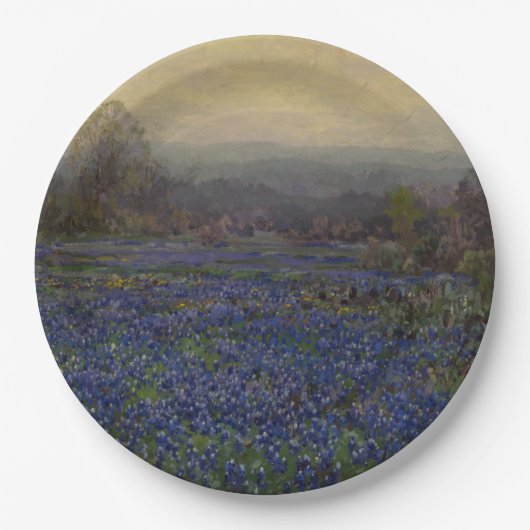 Blauwbonnetbloemen (landschap) papieren bordje (Voorkant)