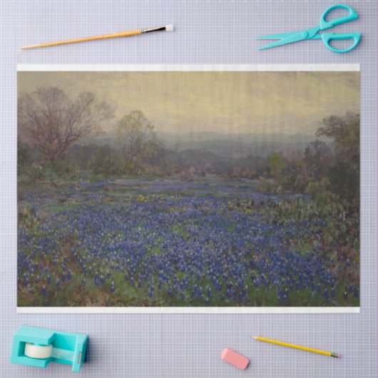 Blauwbonnetbloemen (landschap) tissuepapier (Craft)