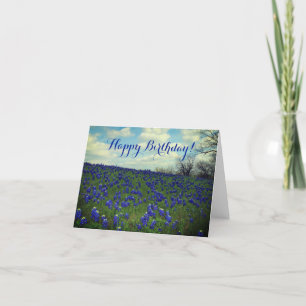 Blauwbonnetjes Blauwe Bloemen Texas Birthday Flora Bedankkaart