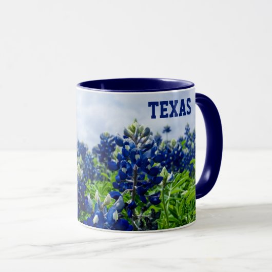 Blauwbonnetjes Blauwe Bloemen Texas Texan Floral M Mok (Voorkant rechts)