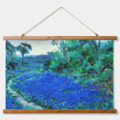 Blauwbonnetjes in de Misty Morning Hangend Wandkleed (Voorkant)