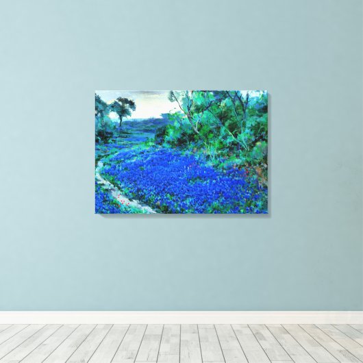 Blauwbonnetjes in de Misty Morning, mooie kunst Canvas Afdruk (Insitu (Houten vloer))