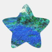 Blauwbonnetjes in de Misty Morning Ster Sticker (Voorkant)