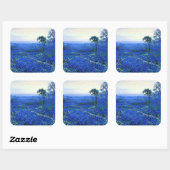 Blauwbonnetlandschap, Cacti en Mountain Laurel Vierkante Sticker (Vel)