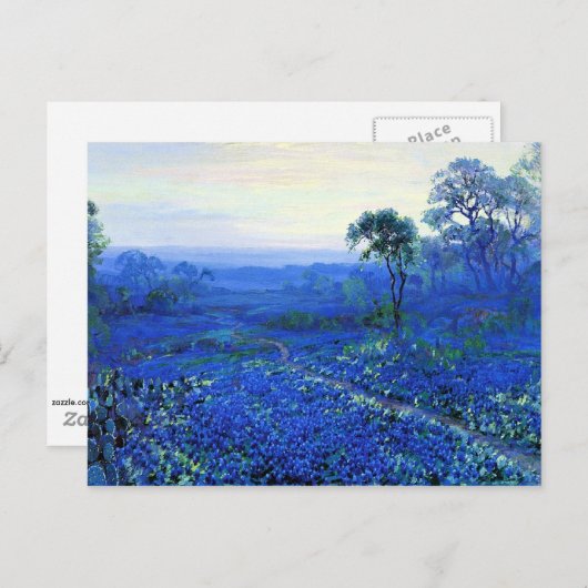 Blauwbonnetlandschap met Cacti en Mountain Laurel Briefkaart (Voorkant / Achterkant)