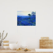 Blauwbonnetlandschap met Cacti en Mountain Laurel Poster (Keuken)