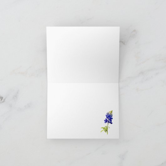 Blauwbonnetvlies op wit, huwelijk bedankkaart (Binnen)