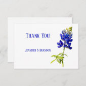 Blauwbonnetvlies op wit, huwelijk bedankkaart (Voorkant / Achterkant)