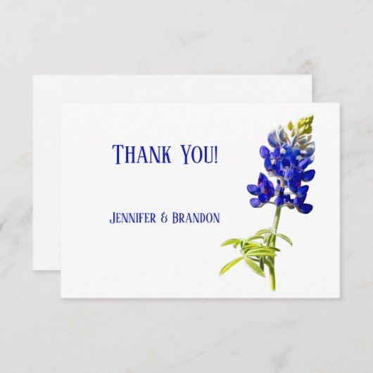 Blauwbonnetvlies op wit, huwelijk bedankkaart (Voorkant / Achterkant)