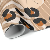 Blauwbont tropische bladeren hibiscus bloemen naad cadeaupapier (Rol Hoek)