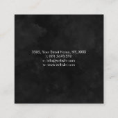 Blauwboom op zwarte waterverf vierkante visitekaartje (Achterkant)