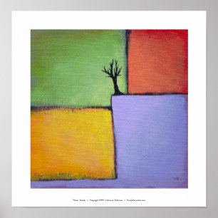 Blauwboomkleurige kunst alle seizoenen modern schi poster