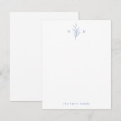 Blauwbotanische monogram op maat notitiekaartje (Voorkant / Achterkant)