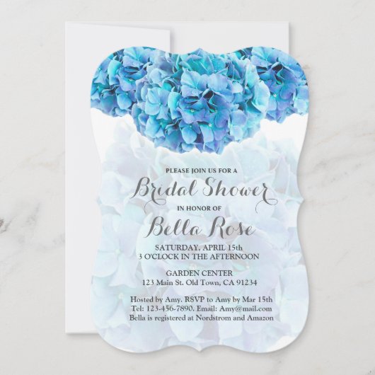 Blauwbrandend vrijgezellenfeest nodigt hydrangea u kaart (Voorkant)