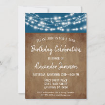 Blauwbruine lampjes Birthday Party Invitation Adul