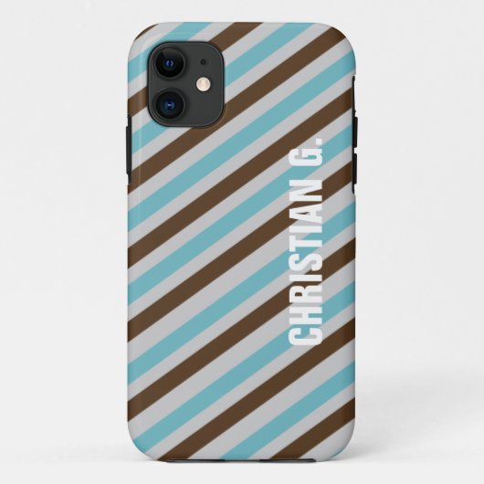 Blauwbruine streep, aangepaste naam persoonlijk Case-Mate iPhone case (Achterkant)