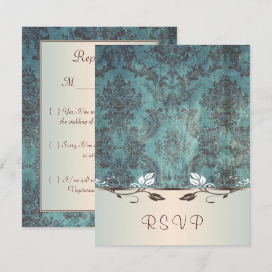 Blauwbruine stuwdammen Uitnodigingsantwoord RSVP (Voorkant / Achterkant)