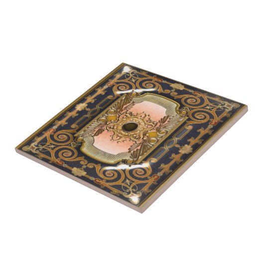 Blauwbruine  Victoriaans elegant Tegeltje (Zijkant)