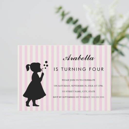 Blauwbubbels voor meisjes| Uitnodiging van de Birt (Staand voorkant)