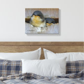 Blauwbuien die uitkijken naar de grote wereld canvas afdruk (Insitu (Slaapkamer))