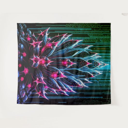 blauwcactus wandkleed (Voorkant (horizontaal))