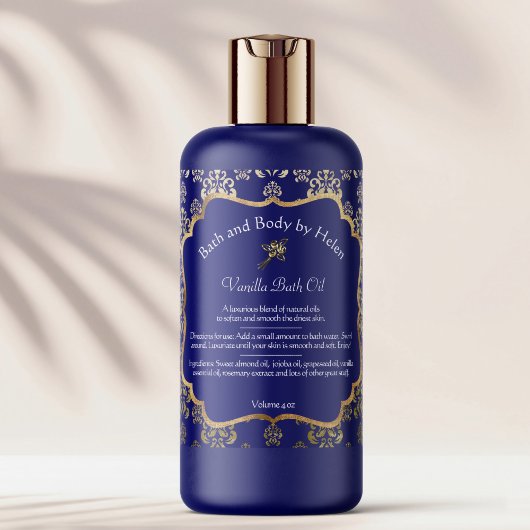 Blauwdamp en gouden folie zeep cosmetisch etiket -