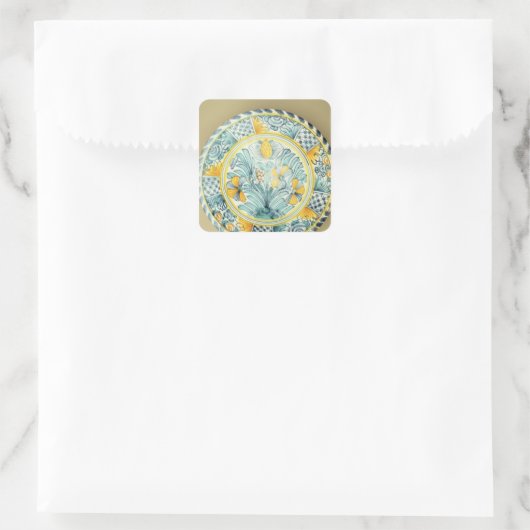 Blauwdashladder, Lambeth pottery Vierkante Sticker (Tas)