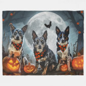 Blauwde Heeler Halloween Spoken Fleece Deken (Voorkant (Horizontaal))