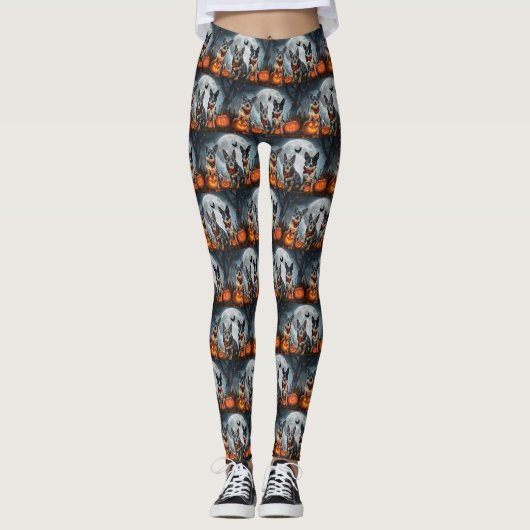 Blauwde Heeler Halloween Spoken Leggings (Voorkant)