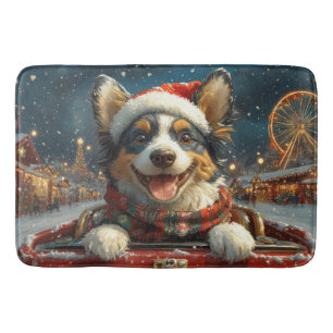 Blauwde Heeler-hond achtbaan Kerstmis Badmat
