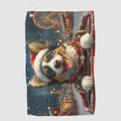 Blauwde Heeler-hond-achtbaan Kerstmis Golfhanddoek (Voorkant)
