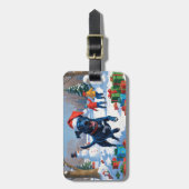 Blauwde Heeler Kerst Sneeuwlandschap Bagagelabel (Voorkant verticaal)