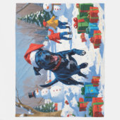 Blauwde Heeler Kerst Sneeuwlandschap Fleece Deken (Voorkant)