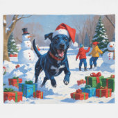 Blauwde Heeler Kerst Sneeuwlandschap Fleece Deken (Voorkant (Horizontaal))