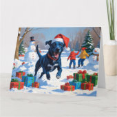 Blauwde Heeler Kerst Sneeuwlandschap Kaart (Voorkant)