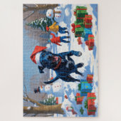 Blauwde Heeler Kerst Sneeuwlandschap Legpuzzel (Verticaal)