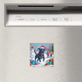 Blauwde Heeler Kerst Sneeuwlandschap Magneet (Insitu (Vaatwasser))