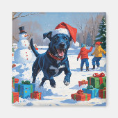Blauwde Heeler Kerst Sneeuwlandschap Magneet (Voorkant)
