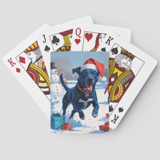 Blauwde Heeler Kerst Sneeuwlandschap Pokerkaarten (Achterkant)